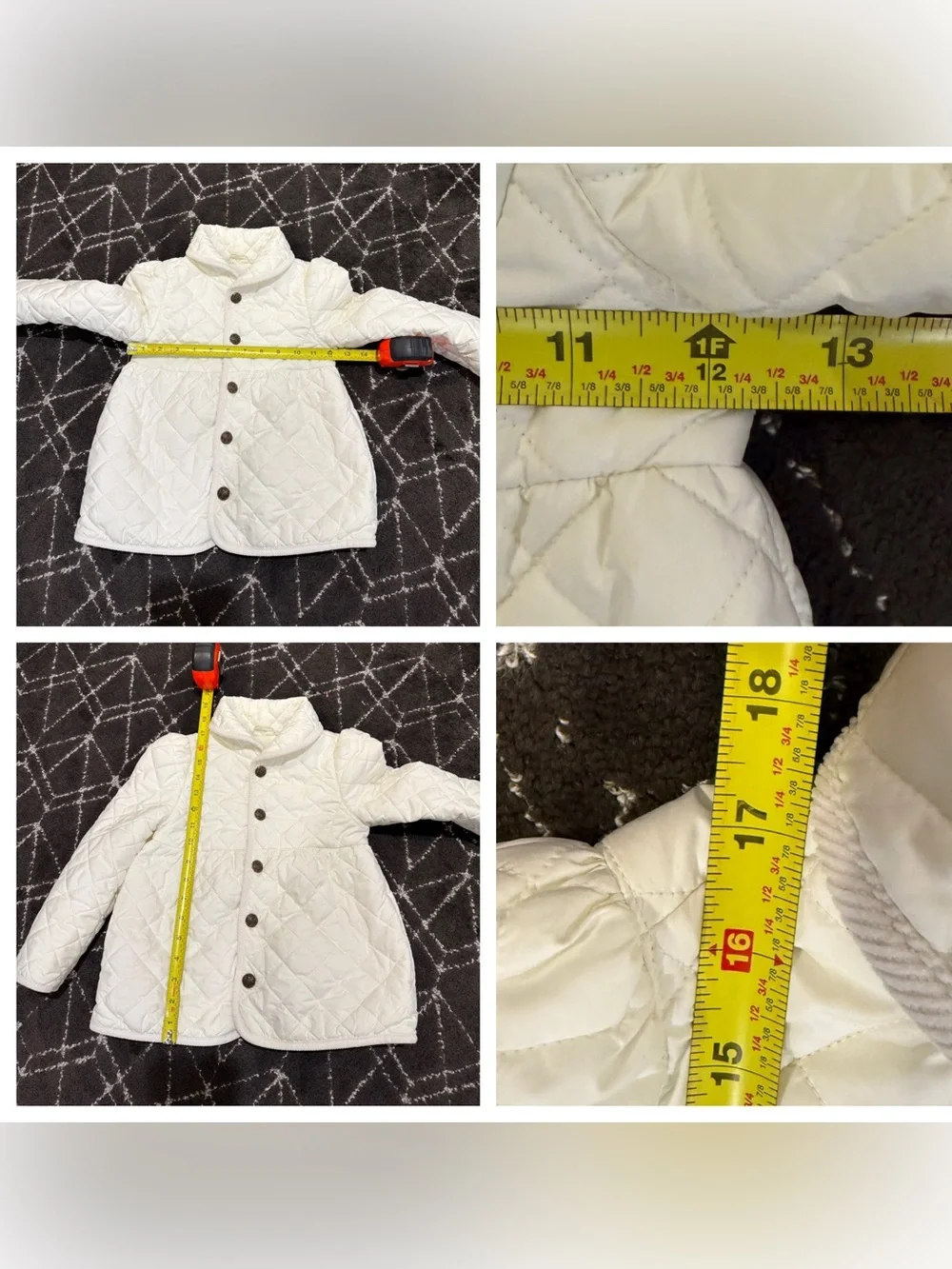 Ralph Lauren Girls Cream Quilted Barn Jacket Bow Back
